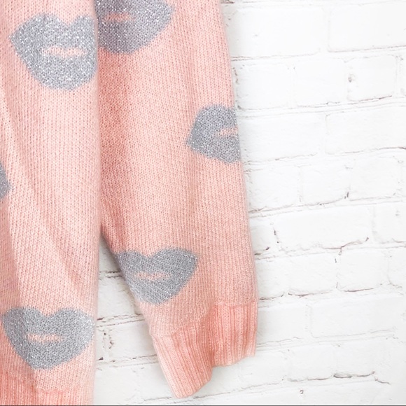 Torrid Blush Lip Print Lurex Intarsia Sweater - Picture 5 of 7
